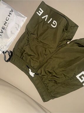 Givenchy Olive Swim Trunks with Interior Mesh